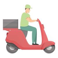 Corriere motociclo icona cartone animato vettore. cibo consegna vettore