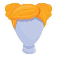 carnevale parrucca icona, cartone animato stile vettore