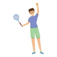tennis campione icona, cartone animato stile vettore