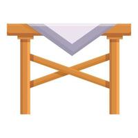 picnic tavolo icona cartone animato vettore. legna mobilia vettore