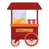Popcorn carrello vending icona, cartone animato stile vettore