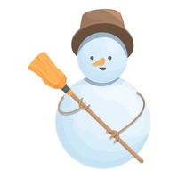 pupazzo di neve con scopa icona cartone animato vettore. neve Natale vettore