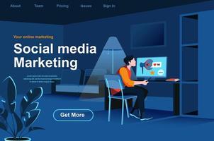 pagina di destinazione isometrica di social media marketing. vettore