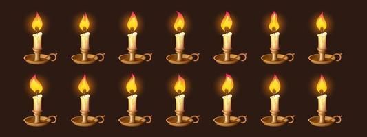 cartone animato ardente candele nel candeliere animazione vettore