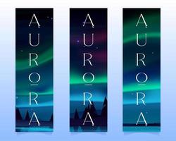 aurora boreale, settentrionale luci su segnalibri vettore