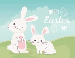 simpatici coniglietti per la celebrazione del giorno di Pasqua vettore