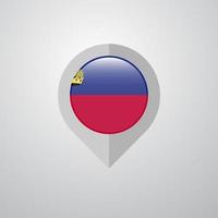 carta geografica navigazione pointer con Liechtenstein bandiera design vettore