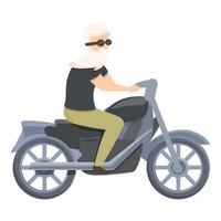 Nonno motociclista icona cartone animato vettore. anziano viaggio vettore