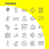 pesca mano disegnato icona imballare per progettisti e sviluppatori icone di ruota Ingranaggio cerchio bobina pesce pesca pesca bobina vettore