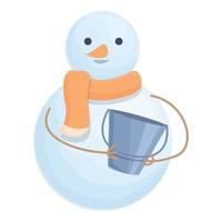 sorridente pupazzo di neve icona cartone animato vettore. neve uomo vettore