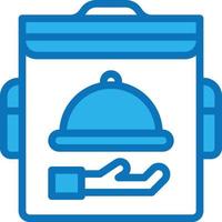 Borsa pasto servire cibo consegna - blu icona vettore