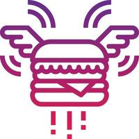 Hamburger volante veloce cibo consegna - pendenza icona vettore