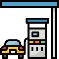 gas stazione gas carburante auto edificio - pieno schema icona vettore