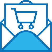 e-mail shopping sottoscrizione carrello e-commerce - blu icona vettore