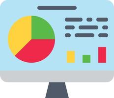 analitica analisi computer grafico statistico - piatto icona vettore