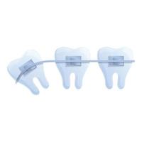 dente bretelle bocca icona, cartone animato stile vettore