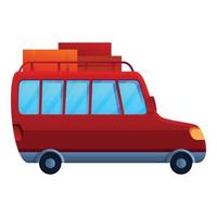 bagaglio auto viaggio icona, cartone animato stile vettore
