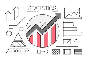 Icone lineari con grafici e statistiche vettore