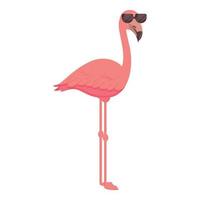 occhiali da sole fenicottero icona cartone animato vettore. tropico uccello vettore