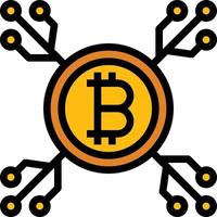 criptovaluta investimento digitale bitcoin tasca - pieno schema icona vettore