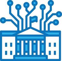 governo edificio ai artificiale intelligenza - blu icona vettore
