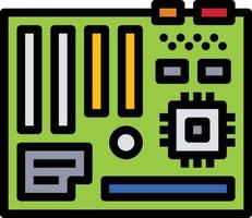 scheda principale processore slot computer accessorio - pieno schema icona vettore