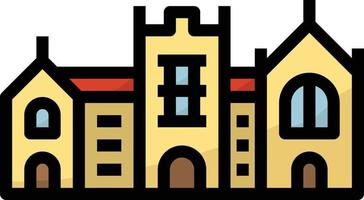 Università castello scuola studia edificio - pieno schema icona vettore