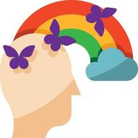 immaginazione arcobaleno nube creativo farfalla - piatto icona vettore