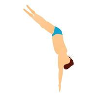 muscolare uomo piscina saltare icona, cartone animato stile vettore