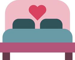 letto amore cuore mobilia matrimonio romantico Camera da letto mobilia e domestico amore e romanza - piatto icona vettore