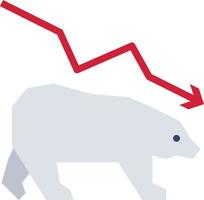 orso giù azione investimento mercato - piatto icona vettore