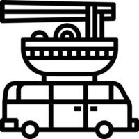 spaghetto furgone ramen cibo consegna - schema icona vettore
