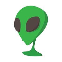 alieno verde testa cartone animato icona vettore