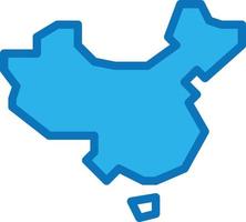 Cina nazione Cinese carta geografica viaggio - blu icona vettore