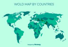Mappa dettagliata del mondo verde vettoriale