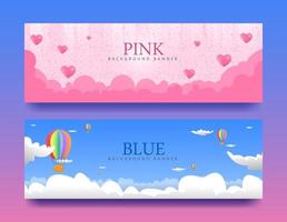 disegni di banner rosa e blu vettore