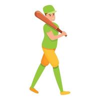 baseball giocatore a piedi icona, cartone animato stile vettore