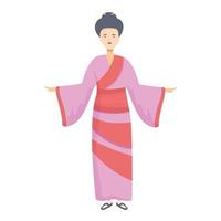 geisha capelli icona cartone animato vettore. femmina chimono vettore
