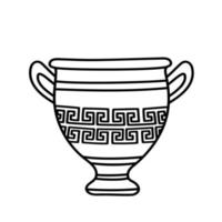 mano disegnato argilla vaso con greco ornamento vettore
