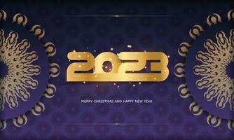 blu e oro colore. contento nuovo anno 2023 saluto manifesto. vettore