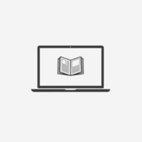 in linea formazione scolastica, computer portatile, libro icona vettore isolato su grigio sfondo