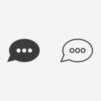 Messaggio, commento, sms, Chiacchierare, discorso icona vettore impostato simbolo cartello