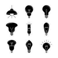set di icone di sagoma lampadina elettrica vettore