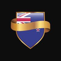 nuovo Zelanda bandiera d'oro distintivo design vettore