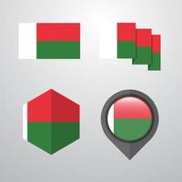 Madagascar bandiera design impostato vettore