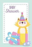 baby shower card con simpatico gatto birichino vettore