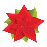 rosso poinsettia icona, cartone animato stile vettore