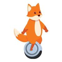 Volpe gyroscooter icona, cartone animato stile vettore