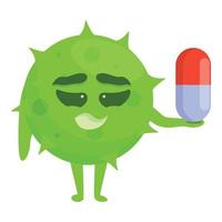 droga antibiotico resistenza icona, cartone animato stile vettore