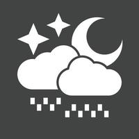 piovoso nube con Luna glifo rovesciato icona vettore